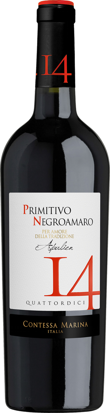 Primitivo Negroamaro Puglia IGT 14 Contessa Marina Apulien Rotwein halbtrocken